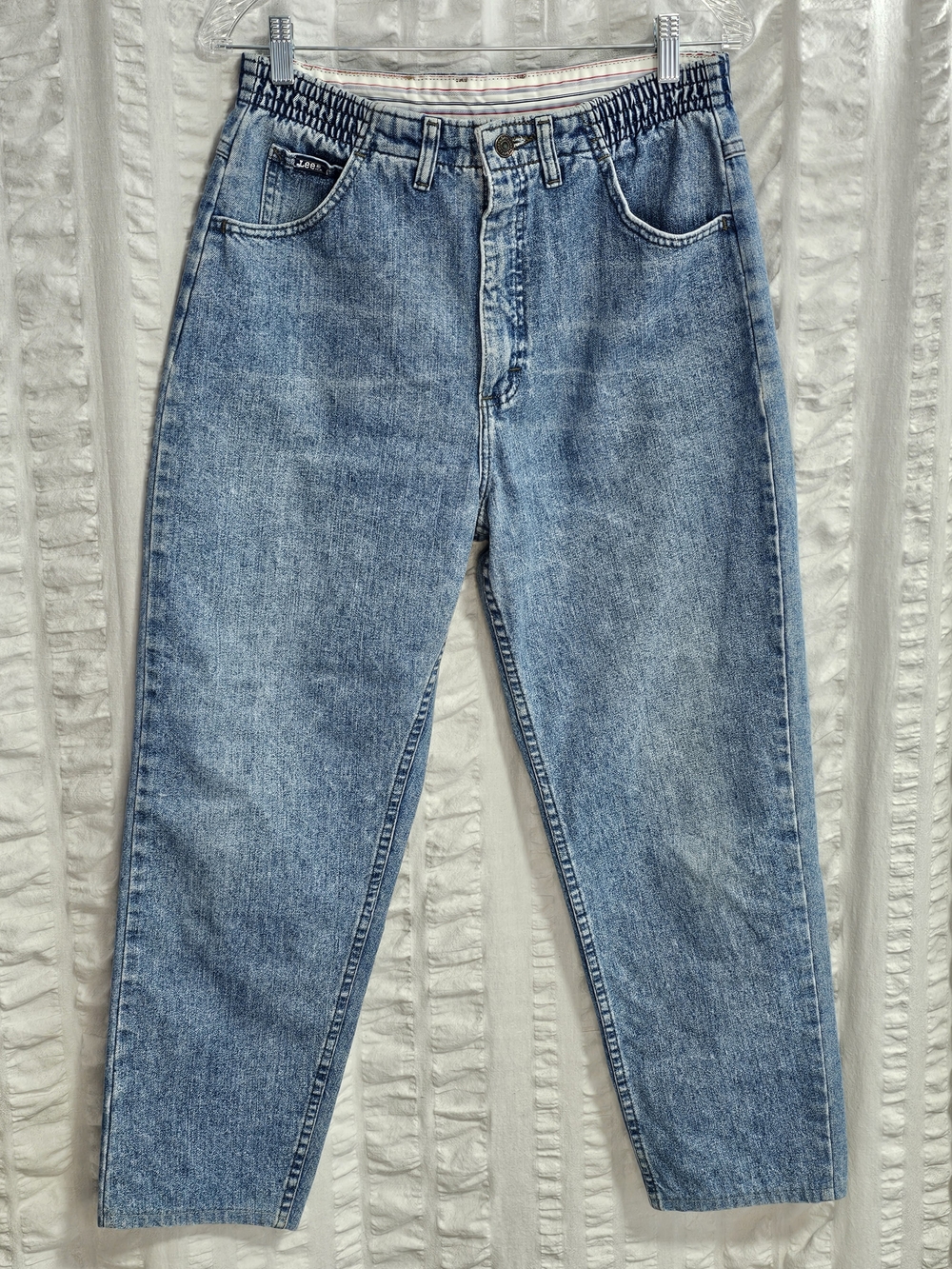 Vintage Lee Women Side Elastic Tapered Leg Relaxed Fit Mid High Rise